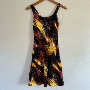 🦋 The Hawaiian Original Black Red Yellow Vacation Beach Mini Dress Small